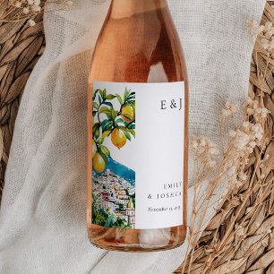 Lemon Citrus Amalfi Coast Italian Wedding Wine Label