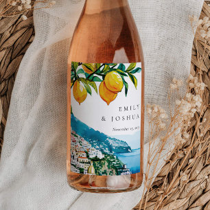 Lemon Citrus Amalfi Coast Italian Wedding Wine Label