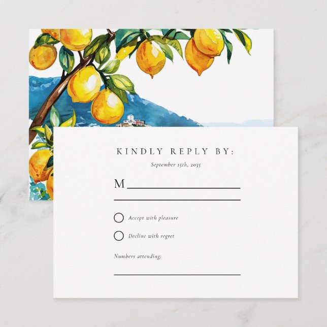 Lemon Citrus Amalfi Coast Wedding RSVP (Front/Back)