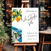 Lemon Citrus Amalfi Coast Wedding Welcome Sign