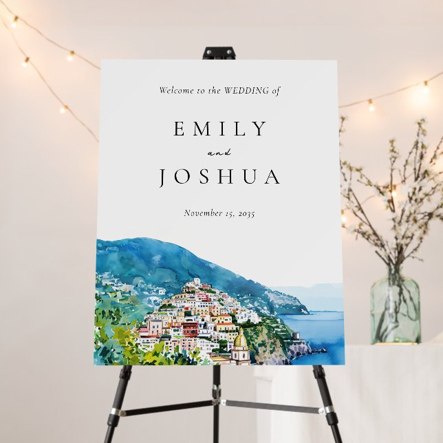 Lemon Citrus Amalfi Coast Wedding Welcome Sign (In Situ (Stand))