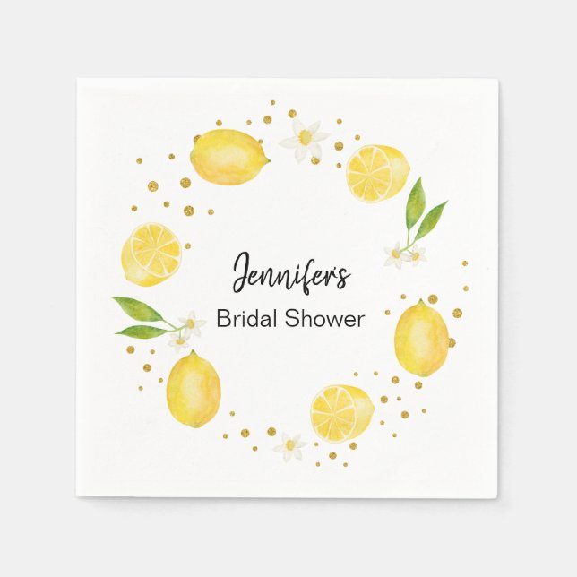 Lemon Citrus and Gold Napkins (Front)