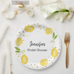 Lemon Citrus and Gold Paper Plates