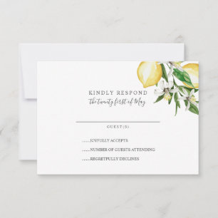Lemon Citrus  and leaves green Wedding RSVP