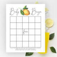 Lemon citrus baby shower Bingo game