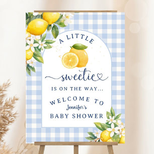 Lemon Citrus Baby Shower Boy Blue Welcome Foam Board