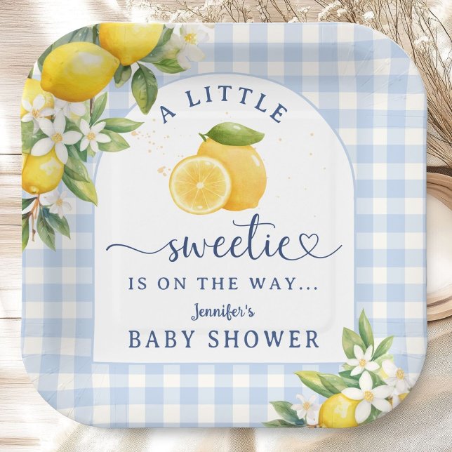 Lemon Citrus Baby Shower Boy Paper Plates (Creator Uploaded)