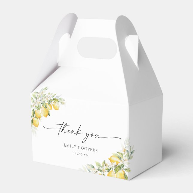 Lemon Citrus Baby Shower Favor Box (Front Side)