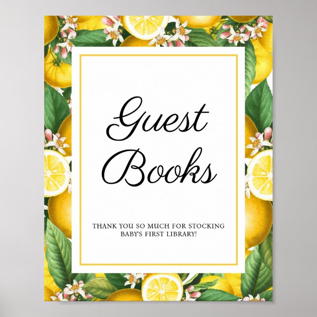 Lemon Citrus Baby Shower Guest Books (Front)