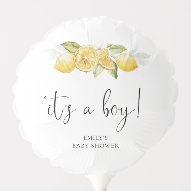 Lemon Citrus Baby Shower It's A Boy Balloon (Front)
