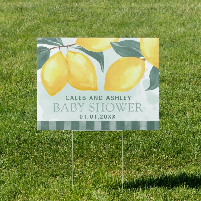 Lemon Citrus Baby Shower Outdoor Yard Sign (Insitu)