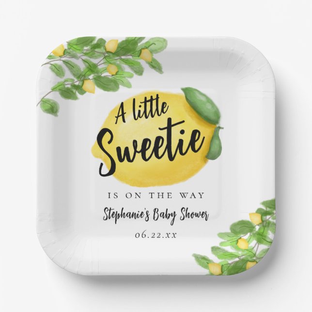 Lemon Citrus Baby Shower Paper Plates (Front)