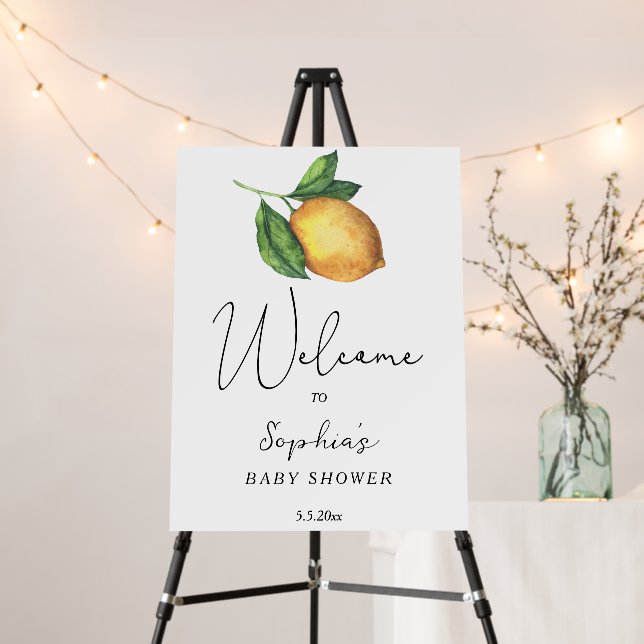 Lemon citrus baby shower welcome foam board (In Situ (Stand))