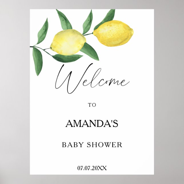 Lemon Citrus - baby shower welcome sign (Front)