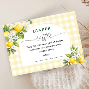 Lemon Citrus Baby Shower Yellow Diaper Raffle Enclosure Card