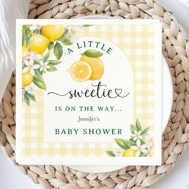 Lemon Citrus Baby Shower Yellow Gingham Napkins (Creator Uploaded)