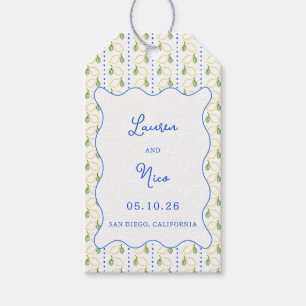 Lemon Citrus Blue and Yellow Mediterranean Wedding Gift Tags