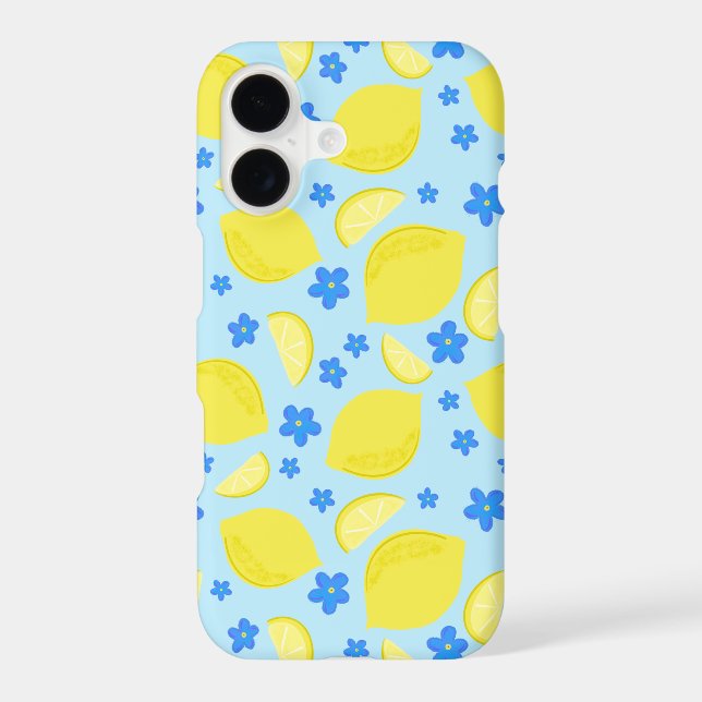 Lemon Citrus Blue Flower Floral Case-Mate iPhone Case (Back)