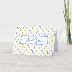 Lemon Citrus Blue & Yellow Amalfi Coast Modern Letterpress Thank You Card