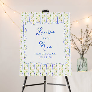Lemon Citrus Blue & Yellow Wedding Welcome Sign