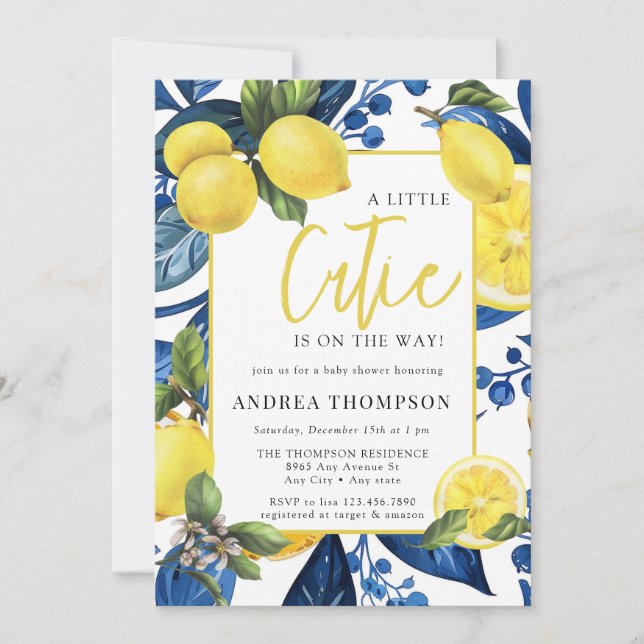 Lemon | Citrus | Botanical Baby Shower Invitation (Front)