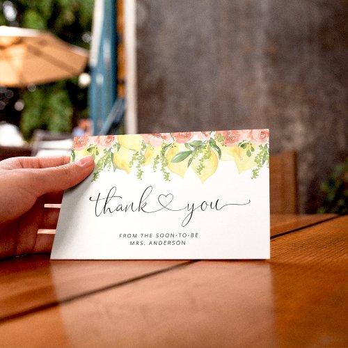 Lemon Citrus  Botanical Bridal Shower Thank You Card