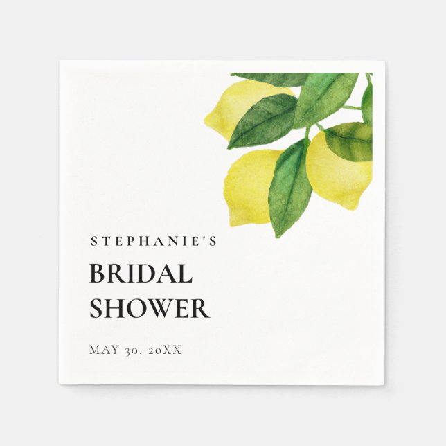  Lemon Citrus Branch Greenery Bridal Shower    Napkins (Front)