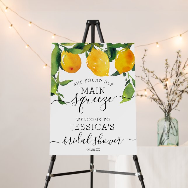 Lemon Citrus Bridal Main Squeeze Welcome Sign (In Situ (Stand))