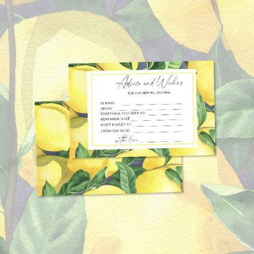 Lemon Citrus _ Bridal Shower Advice and Wishes Stationery