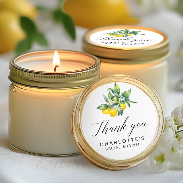 Lemon Citrus Bridal Shower  Classic Round Sticker (Creator Uploaded)