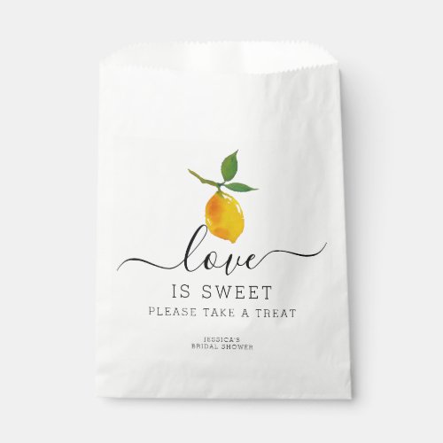 Lemon Citrus Bridal Shower Favor Love is Sweet Favor Bag