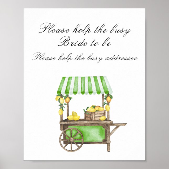 Lemon Citrus bridal shower  - help the busy bride Poster (Front)