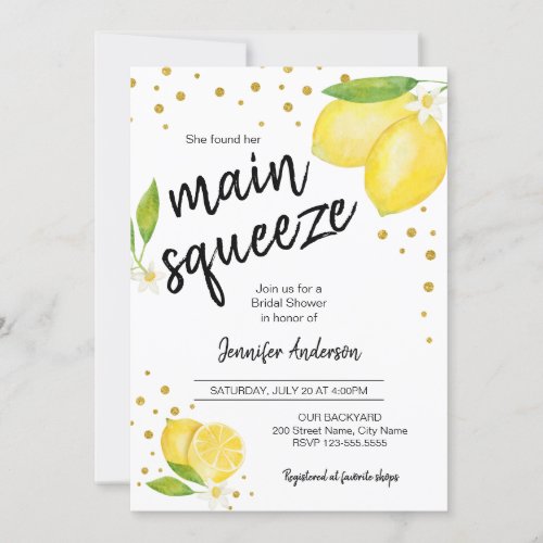 Lemon Citrus Bridal Shower Invitation