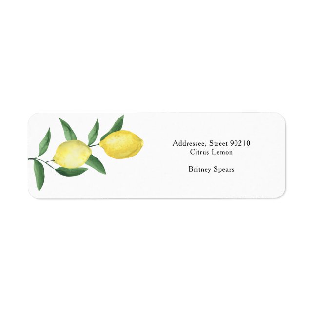 Lemon Citrus - bridal shower  Label (Front)