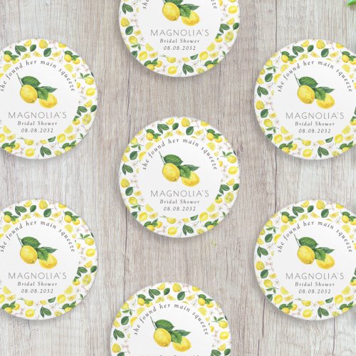 Lemon Citrus Bridal Shower Main Squeeze Classic Round Sticker