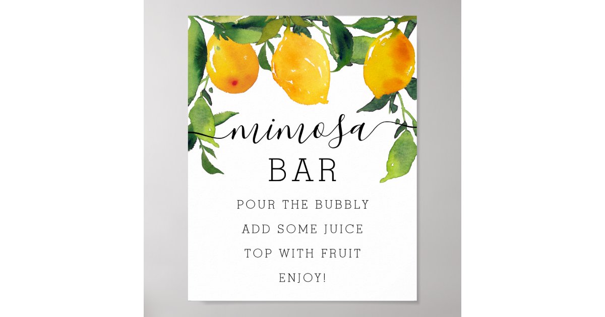 Retro Mimosa Bar Sign With Juice Carafe Tags, Bridal Shower Mimosa