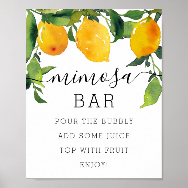 Lemon Citrus Bridal Shower Mimosa Bar Sign (Front)