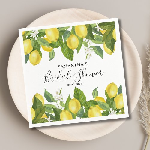 Lemon Citrus Bridal Shower Paper Napkin