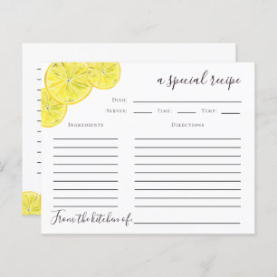 Lemon Citrus Bridal Shower Recipe Card