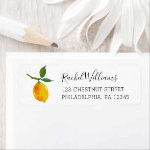 Lemon Citrus Bridal Shower Return Address Label