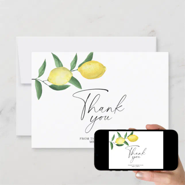 Lemon Citrus - bridal shower thank you card | Zazzle