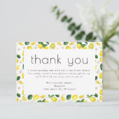 Lemon Citrus Bridal Shower Thank You Card (Standing Front)