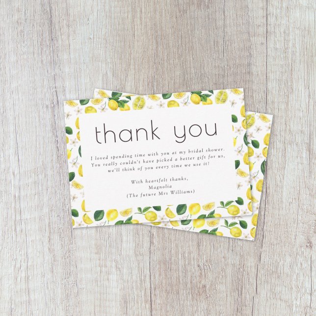 Lemon Citrus Bridal Shower Thank You Card