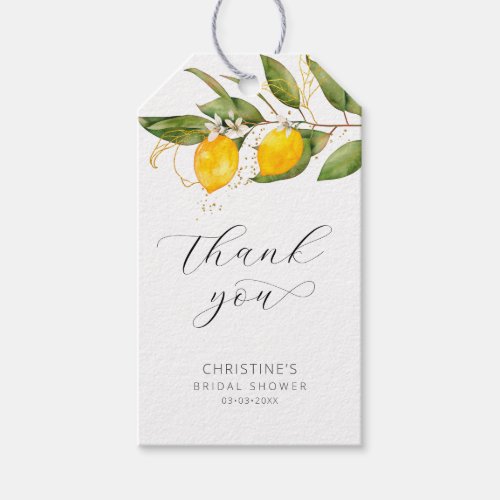 Lemon Citrus Bridal Shower Thank You Gift Tags