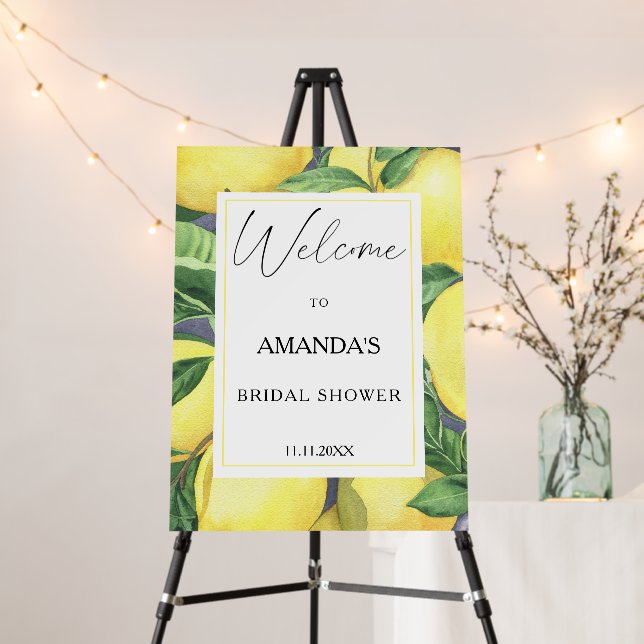 Lemon Citrus - bridal shower welcome sign (In Situ (Stand))