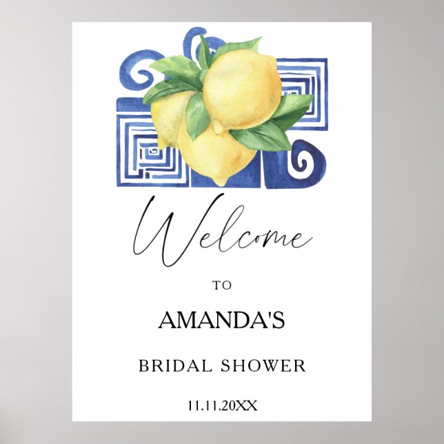 Lemon Citrus - bridal shower welcome sign (Front)
