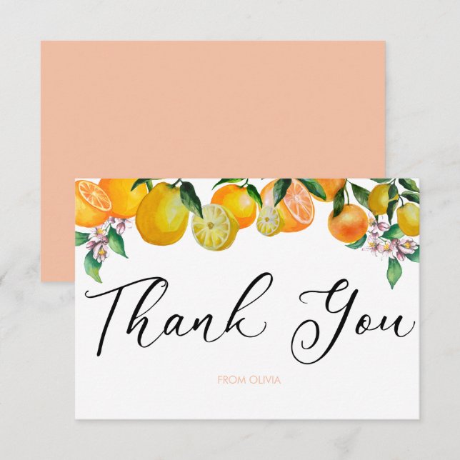 Lemon | Citrus | Bridal Thank You Cards (Front/Back)