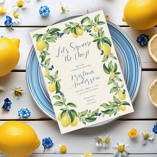 Lemon Citrus Butterfly Baby Shower Invitation
