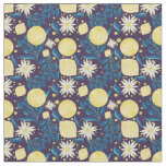 Lemon Citrus Dark Purple Floral  Fabric