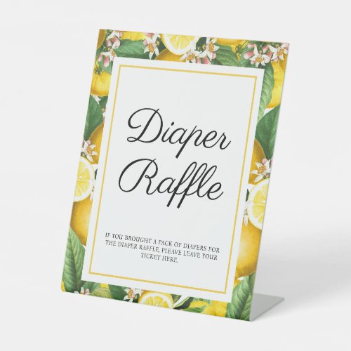 Lemon Citrus Diaper Raffle Summer Baby Shower Pedestal Sign